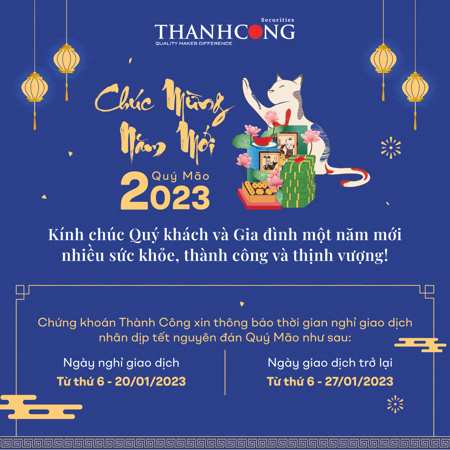 TCSC: THÔNG BÁO NGHỈ TẾT QUÝ MÃO 2023